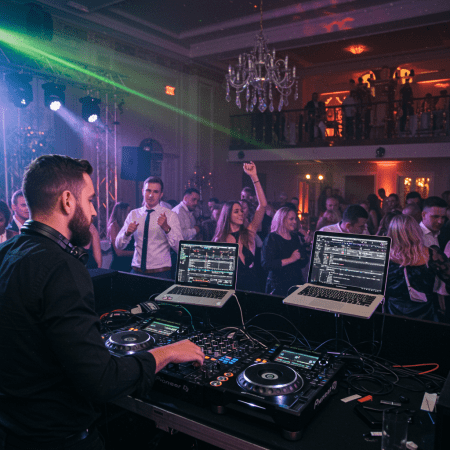 Profesionalus DJ groja šventėje su apšvietimu ir garso įranga Kaune